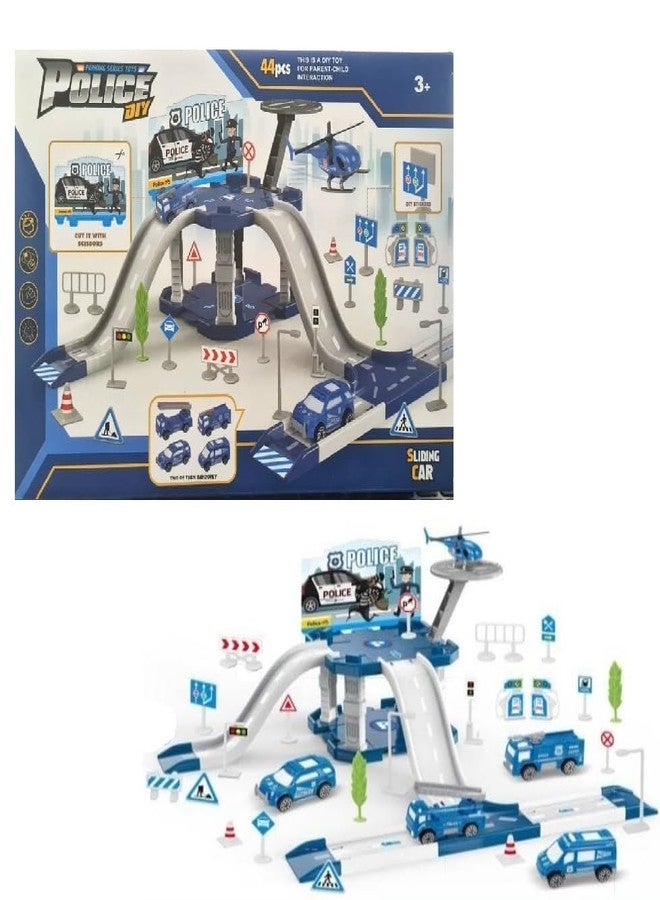 HALO NATION® Police Track Toy City Police Office Watch Tower Parking Lot Police Station Setup DIY Parking Garage Police Racing Slot Police Lot - Image 1